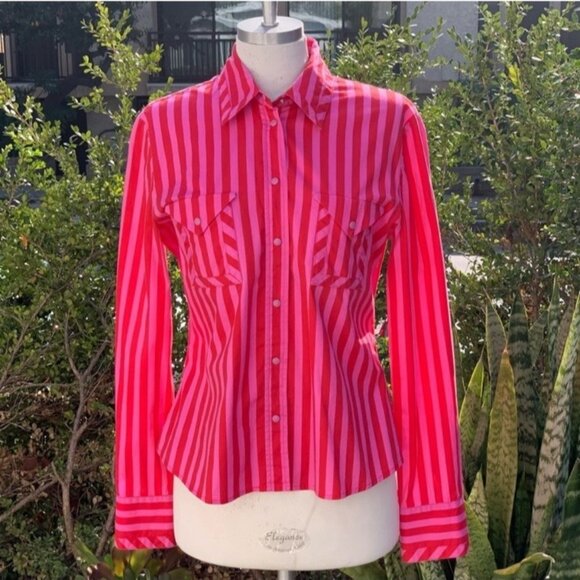 Cacharel Shirt Stripe Red Pink - Picture 1 of 9